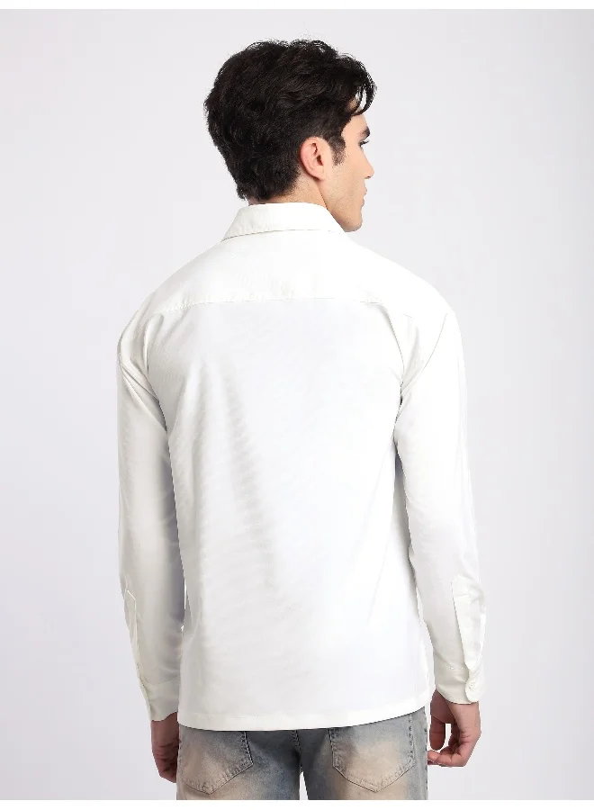 Beyoung White Baggy Pocketed Shirt