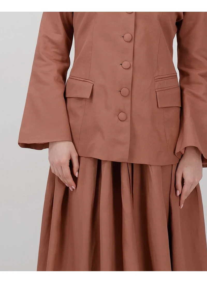 Eight Thirty Nine  Soft Authority - Dark Dusty Rose | Blazer and Maxi Skirt set for Women | Best Price UAE