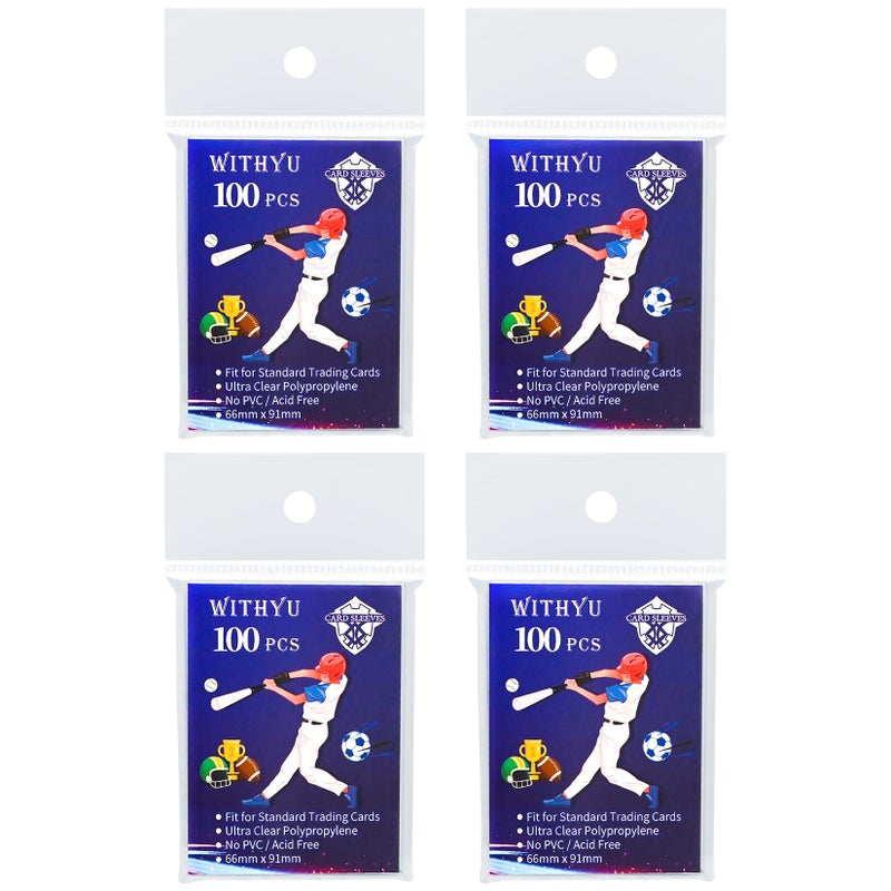 WITHYU 400 Pcs Soft Trading Card Sleeves Top Loading Penny Card Sleeves for Standard Cards 25 X 35UltraClear Card Protector for Game Cards BaseballSports CardsMini Photos - Image 2
