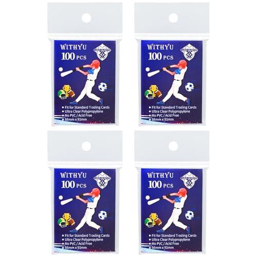 WITHYU 400 Pcs Soft Trading Card Sleeves Top Loading Penny Card Sleeves for Standard Cards 25 X 35UltraClear Card Protector for Game Cards BaseballSports CardsMini Photos - Image 1