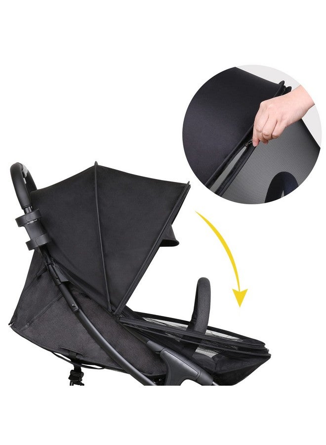 Beberoad Love Universal Stroller Sunshade & Mosquito Net 2-in-1 Stroller Cover UV Protection with 2-Way Zipper (Black) - Image 4