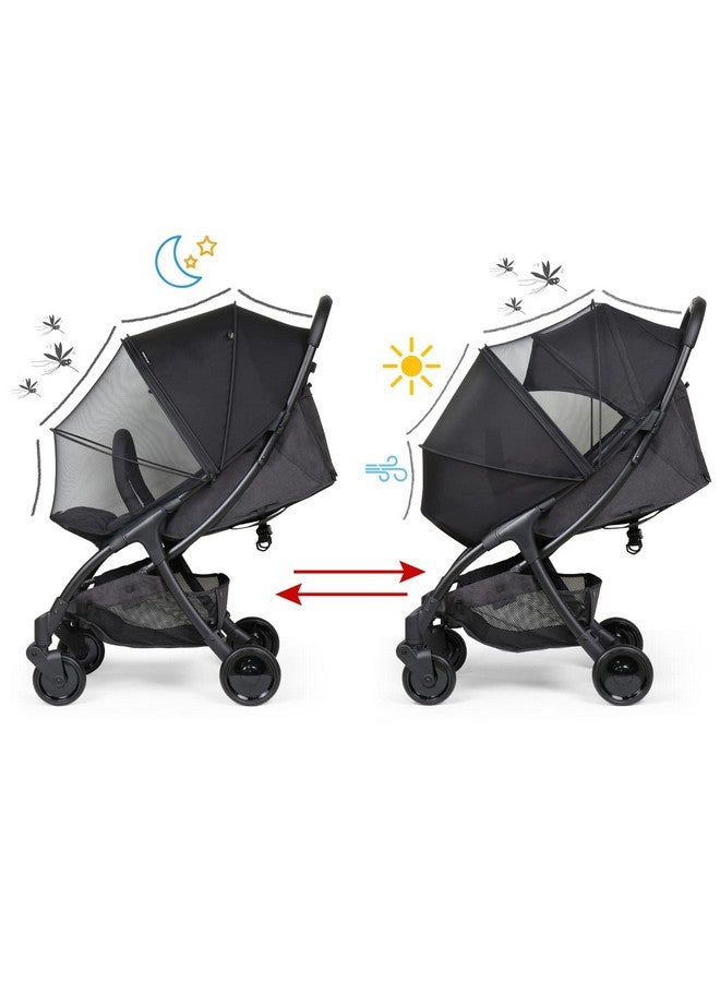 Beberoad Love Universal Stroller Sunshade & Mosquito Net 2-in-1 Stroller Cover UV Protection with 2-Way Zipper (Black) - Image 3