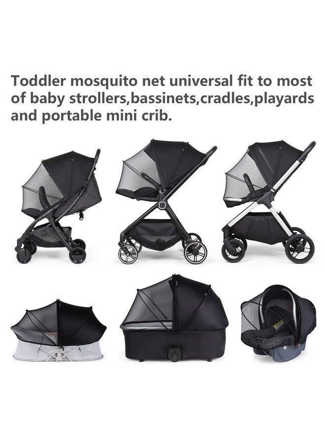Beberoad Love Universal Stroller Sunshade & Mosquito Net 2-in-1 Stroller Cover UV Protection with 2-Way Zipper (Black) - Image 5