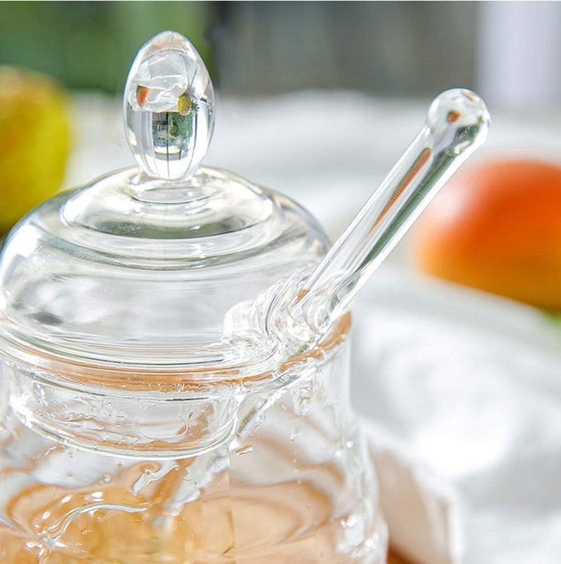NIL JO Honey Dispenser Acrylic Honey Jar with Dipper and Lid Honey Pot Container for HomeKitchen Storing Honey and Syrup Heat Resistant Pack of 1250ml - Image 2