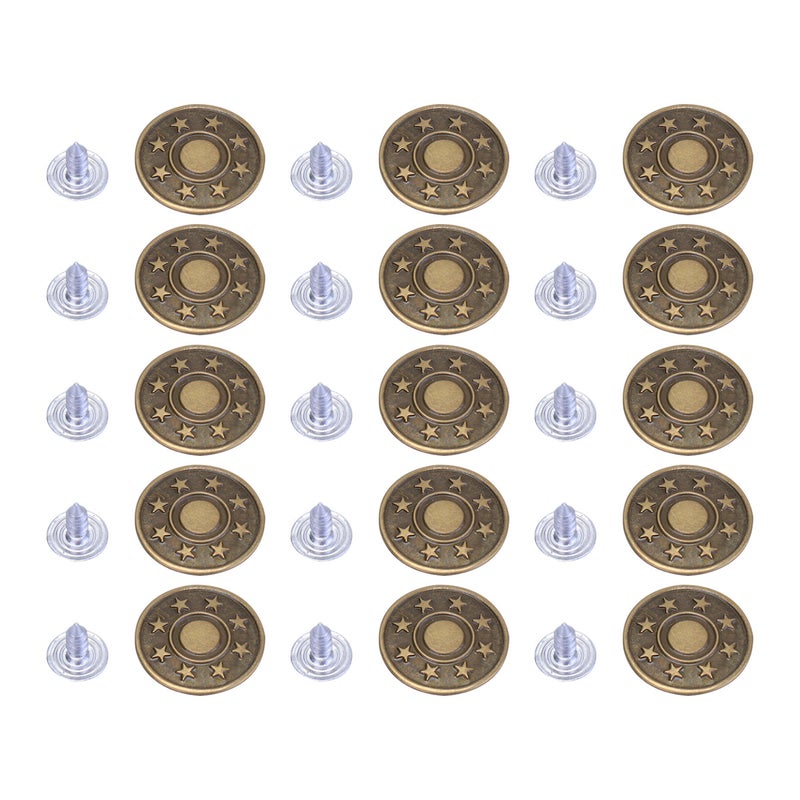 100 Sets 17MM Jeans Buttons Boxed Jeans Buckle Metal Jeans Button Suspender Trousers Buttons Bronze Jeans Buckle for Store Home Use - Image 2