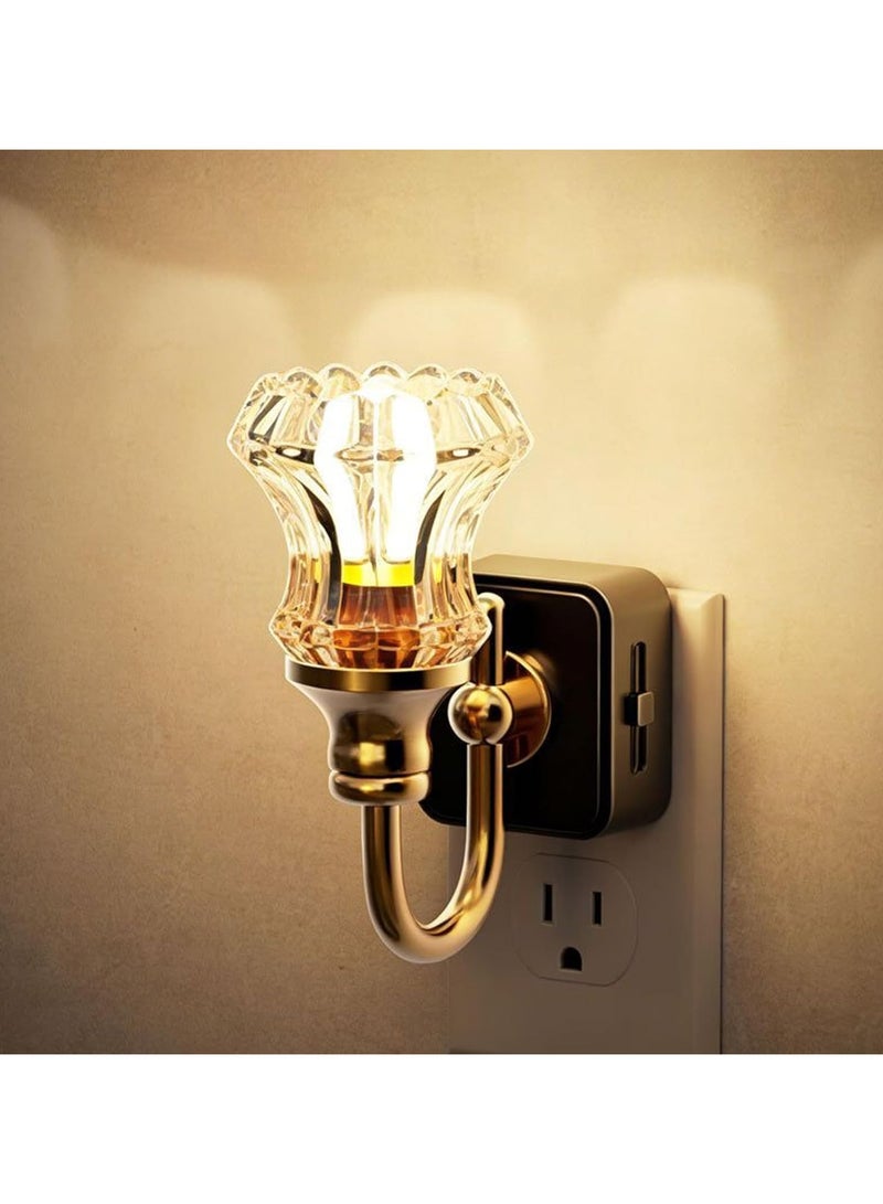 مصباح ليلي مثبت على الحائط، مصباح ليلي LED بقابس، مصباح حائط LED أنيق وعتيق، مصباح حائط دافئ وناعم بتصميم ريترو، مثالي لتزيين ممرات المنزل وغرف النوم والسلالم. - Image 1