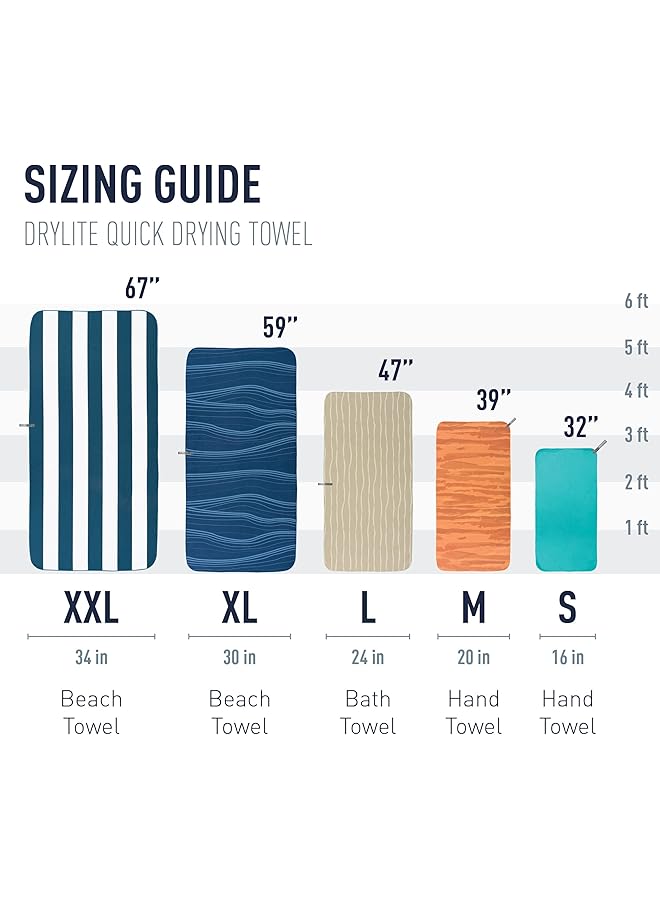 SEA TO SUMMIT Drylite Towel Lightweight Camping and Travel Towel XX Large (33 x 67 inches) Beach Blue Print - Image 3