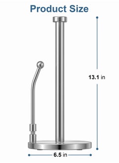Excefore Paper Towel Holder for One Hand Tear, Paper Towel Dispenser Standing Weighted Base Non Slip, Spring Arm Fit Most Size Paper Roll, Stainless Steel Paper Towel for Kitchen Countertop(Silver)  - Image 3