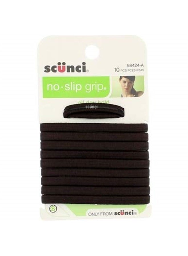 Scunci All Day Hold No-Slip Grip Black Elastics, 10 Count (Pack of 2) - Image 3