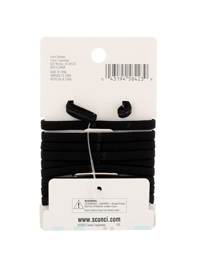 Scunci All Day Hold No-Slip Grip Black Elastics, 10 Count (Pack of 2) - Image 1