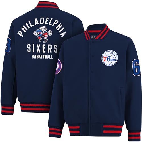 Ultra Game NBA Official Men’s Game Time Varsity Jacket - Unisex, Philadelphia 76ers, Team Color, Medium - Image 1