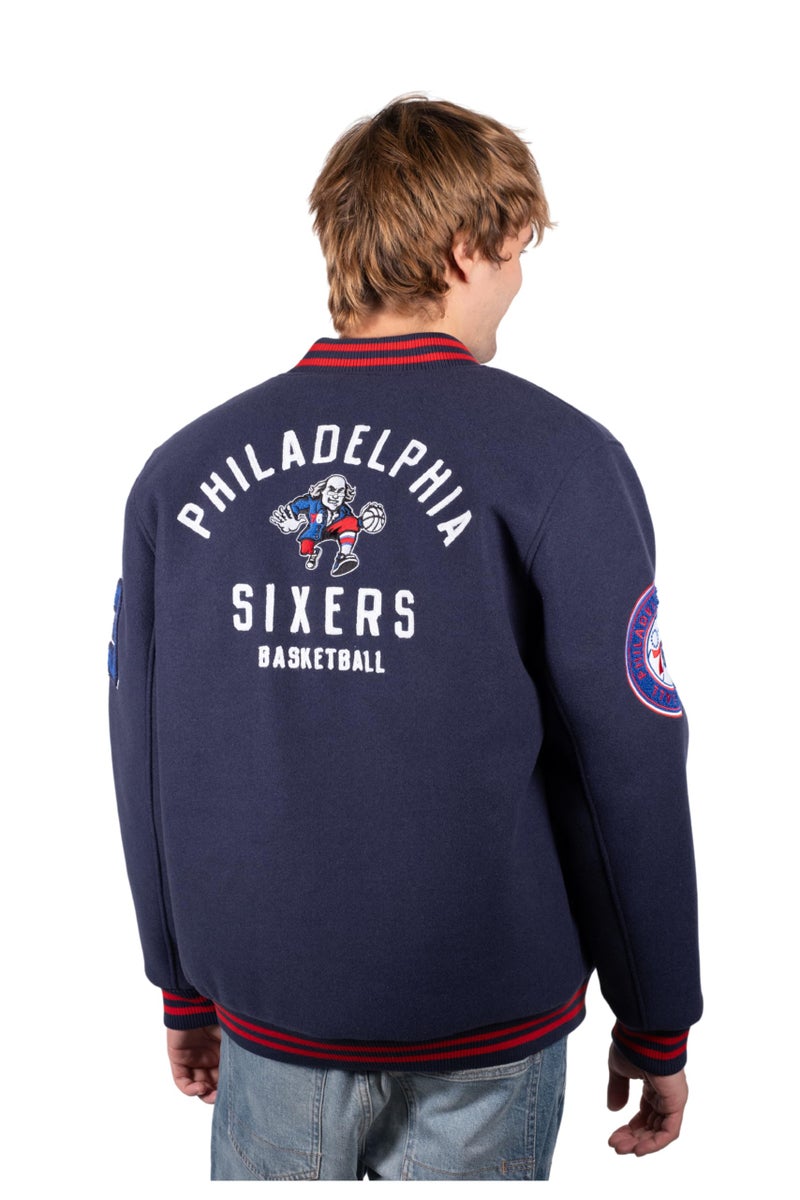 Ultra Game NBA Official Men’s Game Time Varsity Jacket - Unisex, Philadelphia 76ers, Team Color, Medium - Image 3