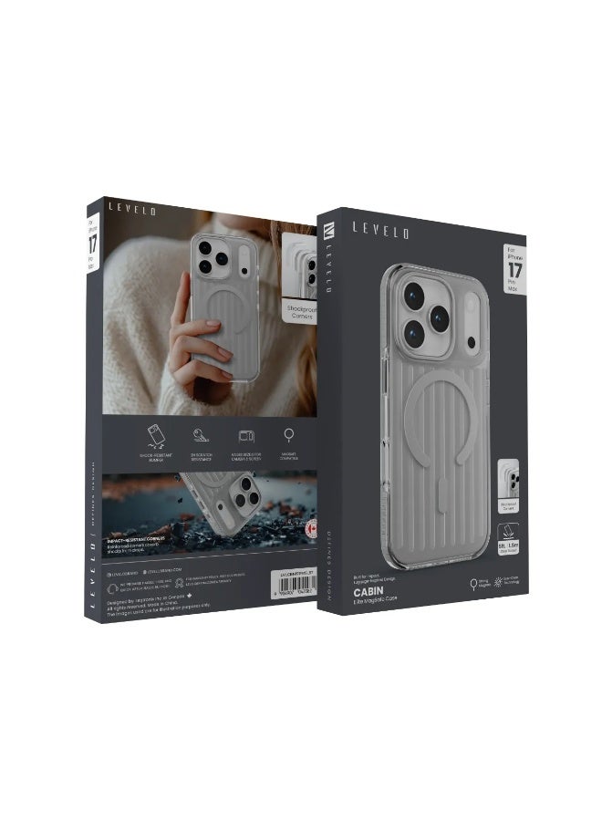 ليفيلو جراب MagSafe لهاتف iPhone 17 Pro Max مع حماية من الخدش 2H / حواف مرتفعة للكاميرا والشاشة / غطاء خلفي مقاوم للصدمات بزوايا مقاومة للصدمات - حجر فضي - Image 4