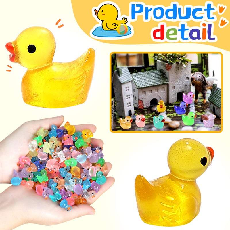 JIUZHU 225PCS Mini Ducks Glow in The Dark Tiny Ducks Luminous Resin to Hide and Seek Pranks Micro Garden Landscape Aquarium DIY Decoration Craft (15 Colors) - Image 3