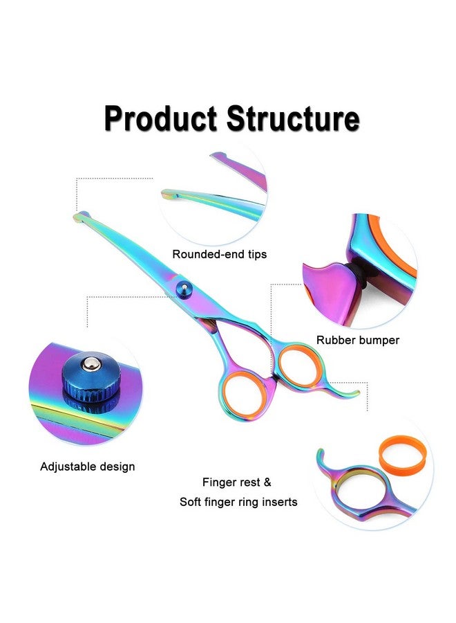 Mogoko Cat Dog Curved Scissors with Safe Round Tip, Stainless Steel Pet Grooming Shears - Image 3