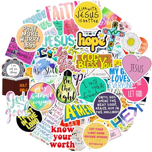 KASANYER 220Pcs Inspirational Christian Stickers Vinly Waterproof Bible Verse Jesus Stickers for Water Bottles Laptop Scrapbook Journaling Easter Basket Stuffers Christian Easter Gifts for Kids - Image 1