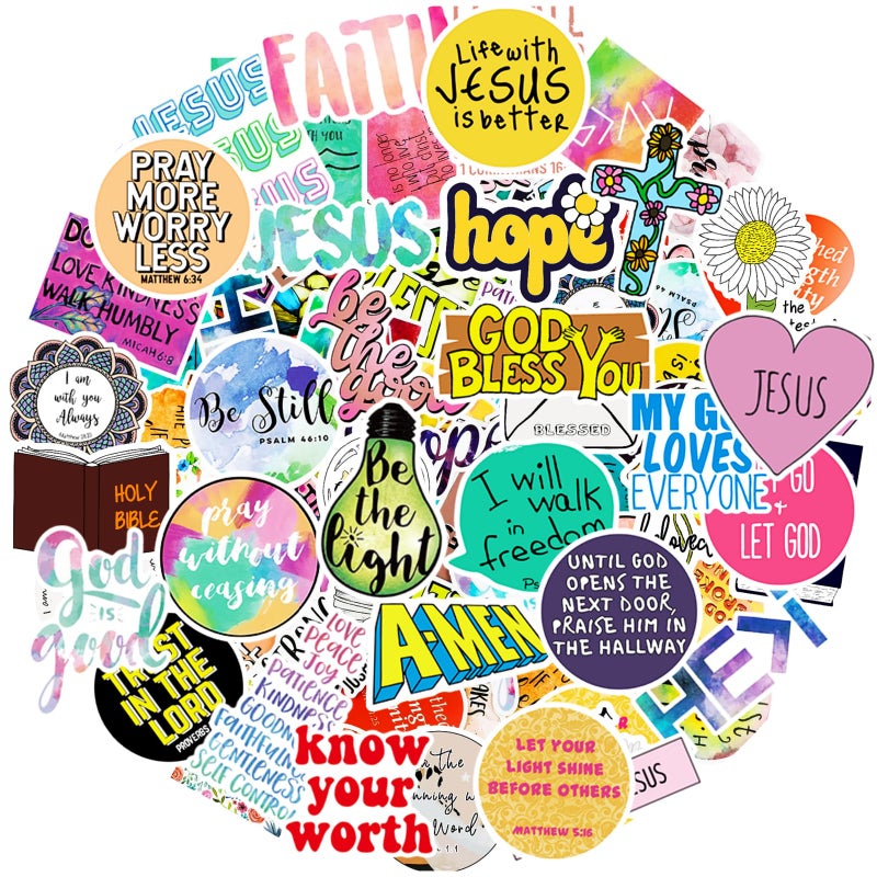 KASANYER 220Pcs Inspirational Christian Stickers Vinly Waterproof Bible Verse Jesus Stickers for Water Bottles Laptop Scrapbook Journaling Easter Basket Stuffers Christian Easter Gifts for Kids - Image 2