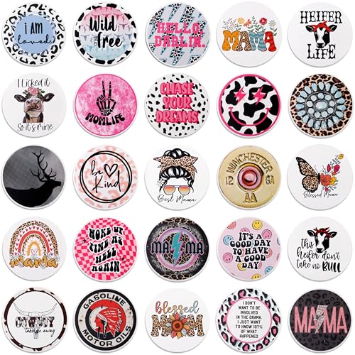 MUBYOK 3inch 100pcs Car Freshies Cardstock Cutouts Round for Circles Silicone Molds & Aroma Beads Accessories Supplies, Mama, Western, Quote, Cow, Smile - Image 3