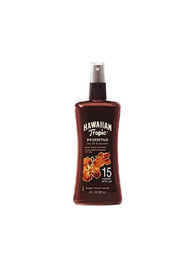 Hawaiian Tropic Protective Dry Oil Sunscreen Spray Pump Spf 15 8 Ounce 2 Pack  - Image 1