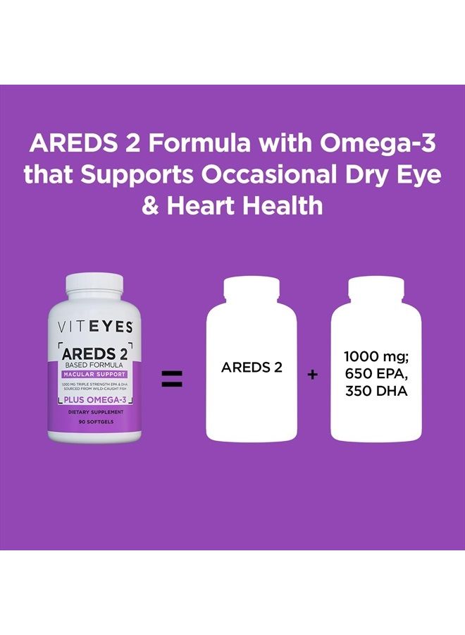 Viteyes AREDS 2 + Omega-3 Macular Health Formula Softgels, Triple Strength Omega-3 (650 mg EPA, 350 mg DHA), Eye Health Vitamin for Vision Protection, 90 Softgels - Image 3