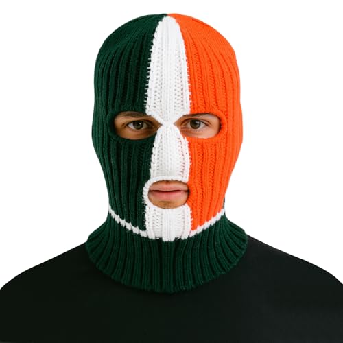 SockFrenzy Crazy Irish Flag Tricolor Balaclava Crochet Hat Music Festival Halloween mask - Image 1