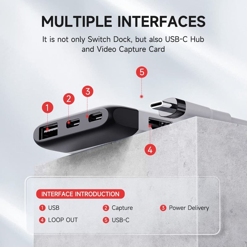 Hagibis Switch Video Capture Card Portable Switch Dock for Nintendo Switch/iPhone 16 15 Pro Max Live Streaming Gaming USB 3.0 1080P 60Hz Video Recorder, Quest 3 with 4K HDMI(White MS2130 Chip) - Image 2