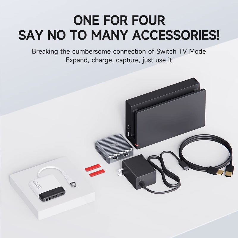 Hagibis Switch Video Capture Card Portable Switch Dock for Nintendo Switch/iPhone 16 15 Pro Max Live Streaming Gaming USB 3.0 1080P 60Hz Video Recorder, Quest 3 with 4K HDMI(White MS2130 Chip) - Image 3