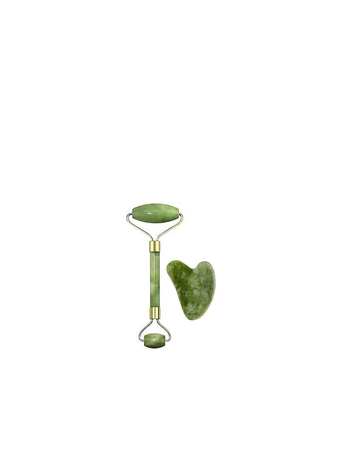 Generic Facial Massager Jade Roller & Gua Sha Tool Natural Himalayan Stone for 3D Roller, Face Body Massager, Face Stone Roller, Ice roller for face, Ice Face Roller,3D Massager Roller Facial Combo 