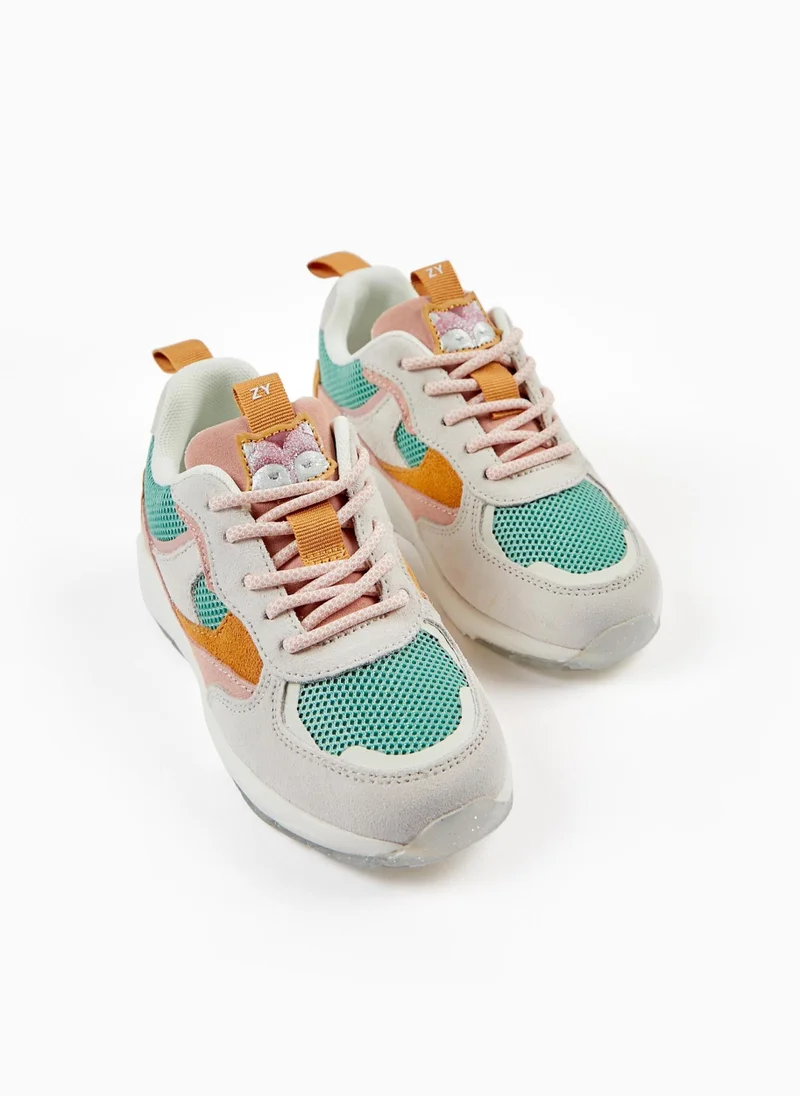 Zippy Zippy Leather And Mesh Trainers For Girls Fox Zy Superlight Runner Multicoloured