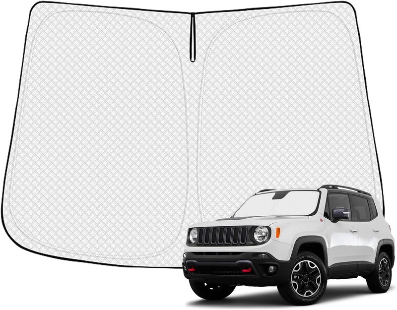 Canvcle Windshield Sun Shade for 2015-2025 Jeep Renegade Accessories Thicken 6-Layer Front Window Sunshade Cover Sun Visor Protector Foldable Block UV Rays Keep Vehicle Cool - Image 1