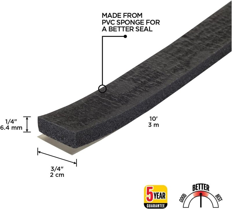 M-D Building Products Premium Weather-Strip, 3/4 in W X 10 Ft L X 1/4 in T, Black - Image 3