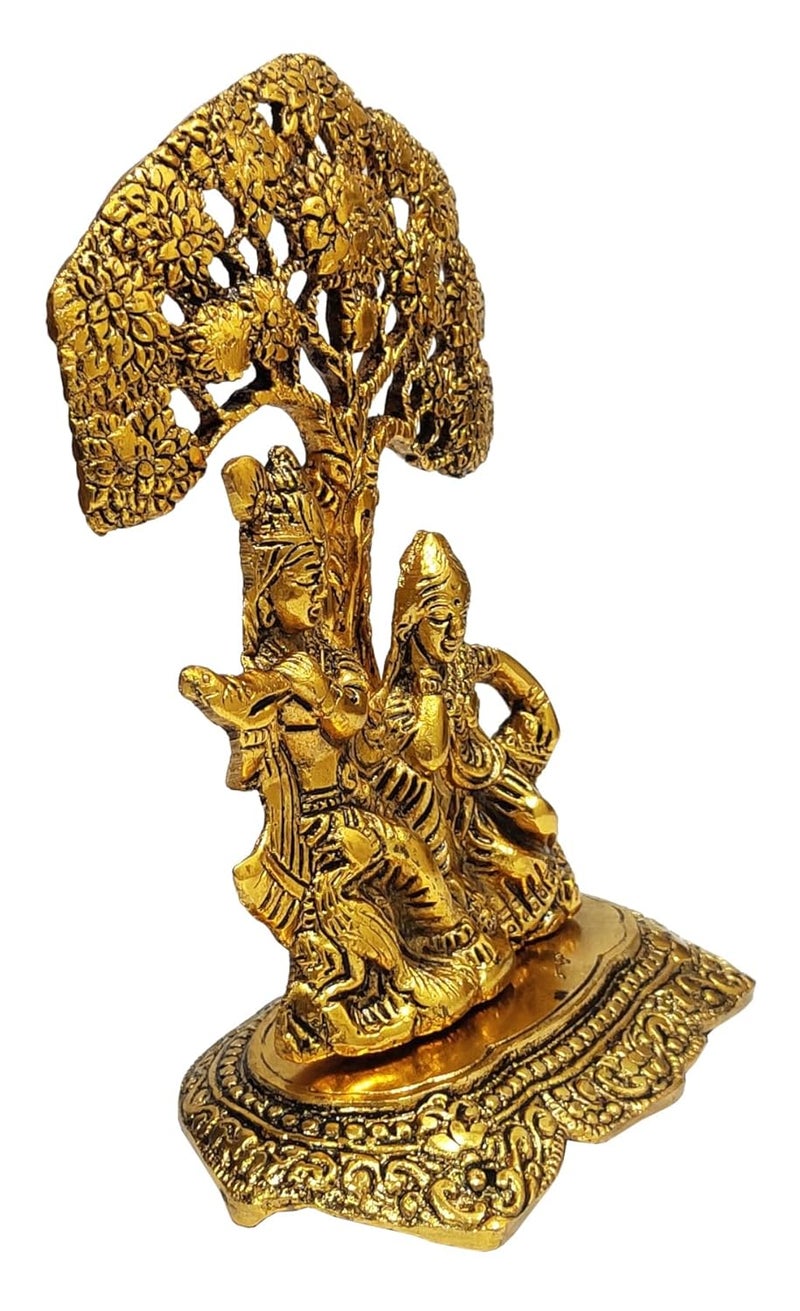 Purpledip Metal Idol Radha Krishna Under Tree Decorative Statue for Home Temple 10924 - Image 4