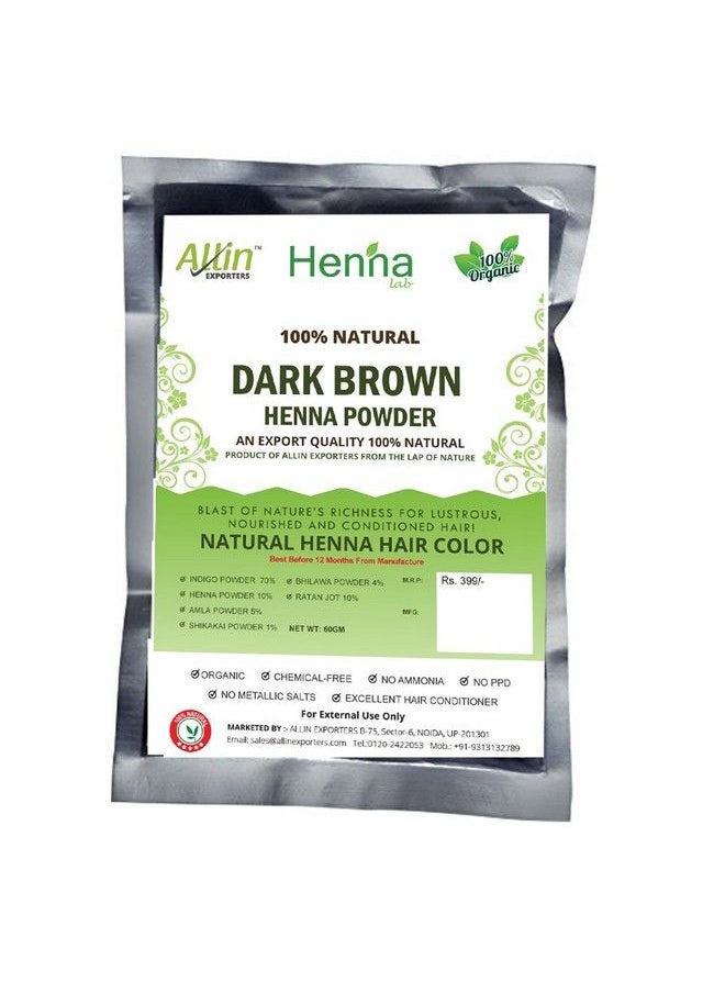 Allin Exporters Dark Brown Henna Hair Color 100% Organic And Chemical Free Henna For Hair Color (60G X 3 Packets)  - Image 2