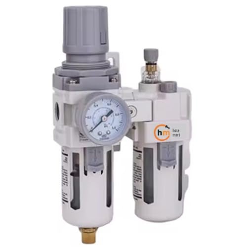Hosemart® FRL Unit 1/4 Inch BSP Pneumatic Air Filter Regulator Lubricator For Air Compressor with Metal Guard Pressure Gauge - Image 1