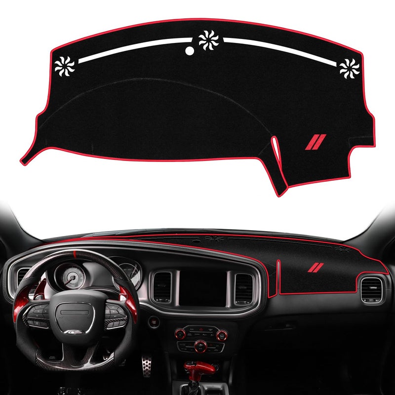 REMOCH Dash Cover for Dodge Charger Accessories 20112022 2023 Dashboard Cover Mat Sunshade No Glare UV Rays Protector Nonslip Interior Pad Red