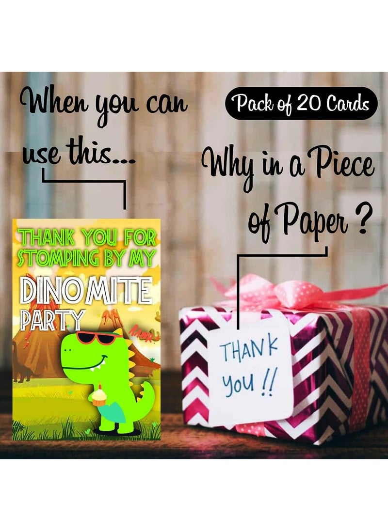 Balloonistics Balloonistics Dinosaur Jurassic Park Theme Thank You Tags Thank u Cards for Return Gifts (20 Nos Cards and Glue Dots)  - Image 2