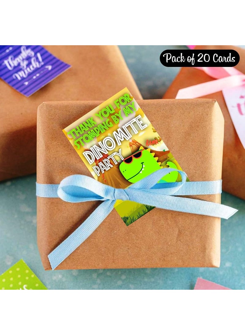 Balloonistics Balloonistics Dinosaur Jurassic Park Theme Thank You Tags Thank u Cards for Return Gifts (20 Nos Cards and Glue Dots)  - Image 3