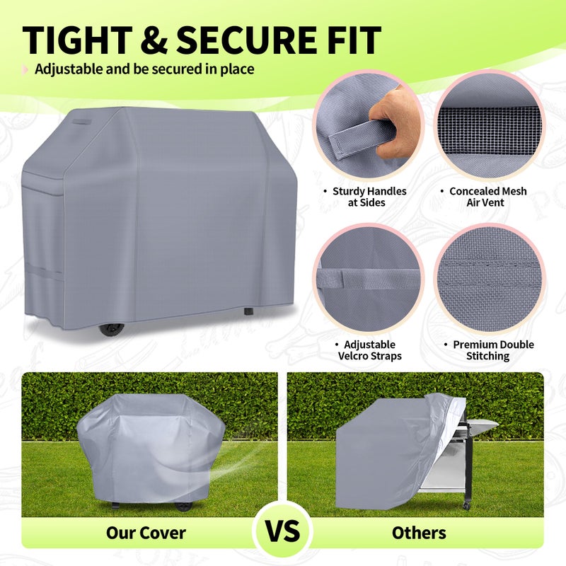 NEXCOVER Barbecue Gas Grill Cover - 60 Inch Waterproof BBQ Cover, Heavy Duty Grill Cover, Fade & Weather Resistant, Fits Weber, Brinkmann, Char Broil, Holland - Image 4