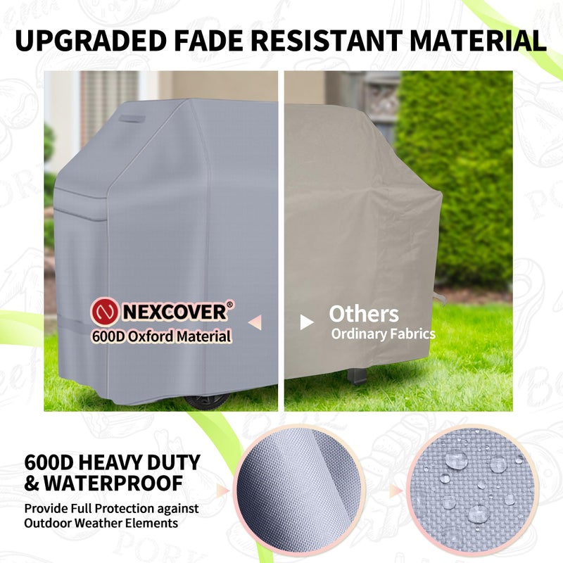 NEXCOVER Barbecue Gas Grill Cover - 60 Inch Waterproof BBQ Cover, Heavy Duty Grill Cover, Fade & Weather Resistant, Fits Weber, Brinkmann, Char Broil, Holland - Image 5