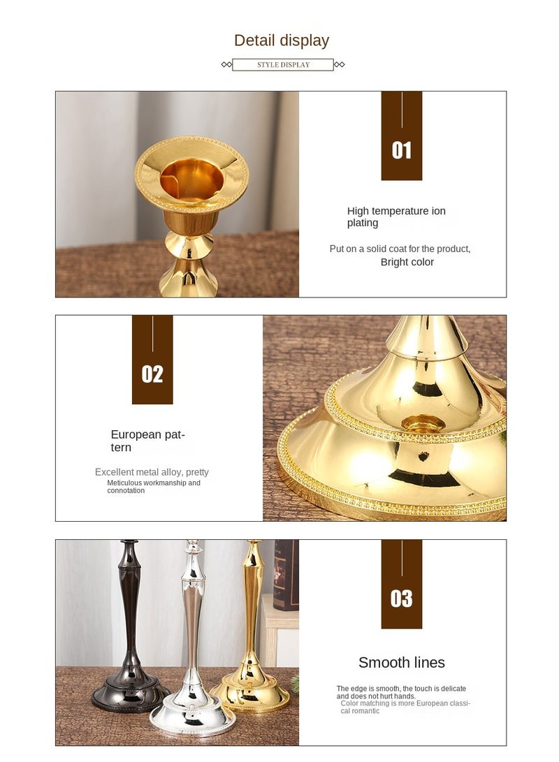 general 5-Piece Decorative Candle Holder For Wedding and Candlelight Dinner Silver - Image 4