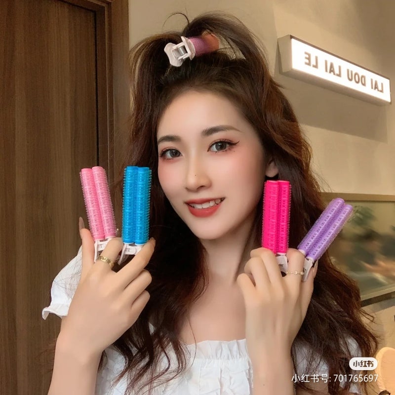 Hair fluffy artifact head hair root fluffy clip hair top skull top fluffy hair clip curly hair fixed seamless bangs clip 2 blue [bags] - Image 4