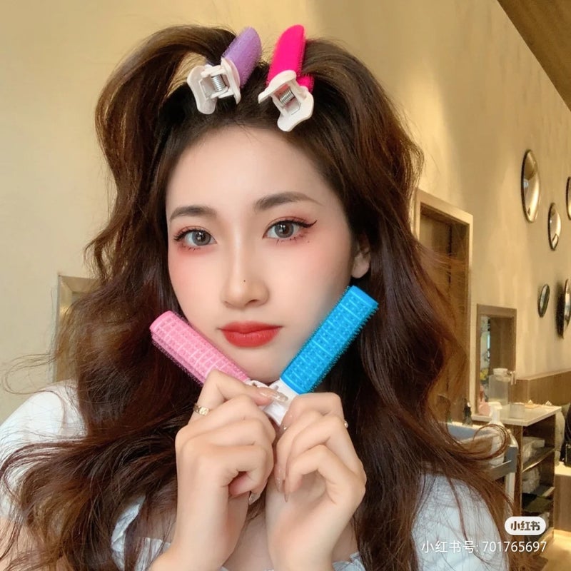 Hair fluffy artifact head hair root fluffy clip hair top skull top fluffy hair clip curly hair fixed seamless bangs clip 2 blue [bags] - Image 3