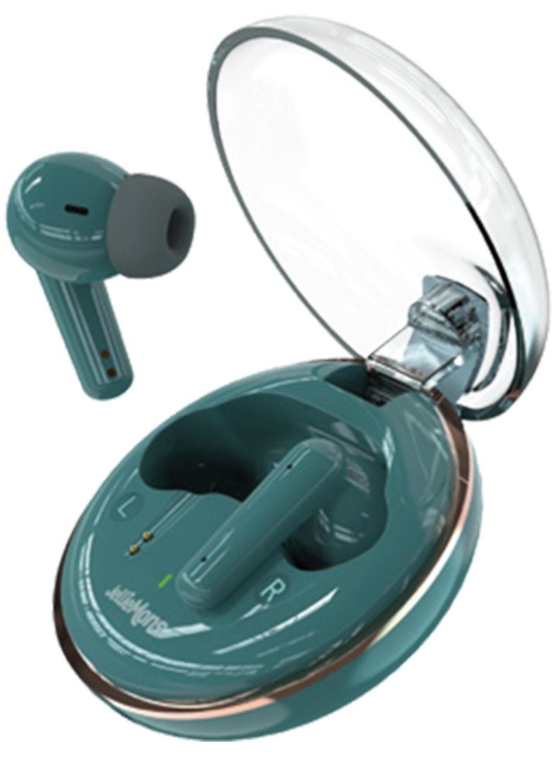 سماعات أذن JellieMons True Wireless، سلسلة Bax، بلوتوث v5.3، IPX4، التحكم باللمس، صوت عالي الدقة، وقت تشغيل يصل إلى 20 ساعة - EB-1001 (أخضر)