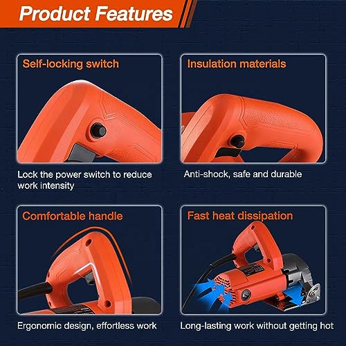 MLD 1050W Marble Cutter Machine 11000 RPM Multipurpose 110mm Capacity Tile Cutting Professional Stone Cut Tool With 3 Pcs Wheels/Discs for Cutting Wood/Metal/Brick/Marble - Image 4