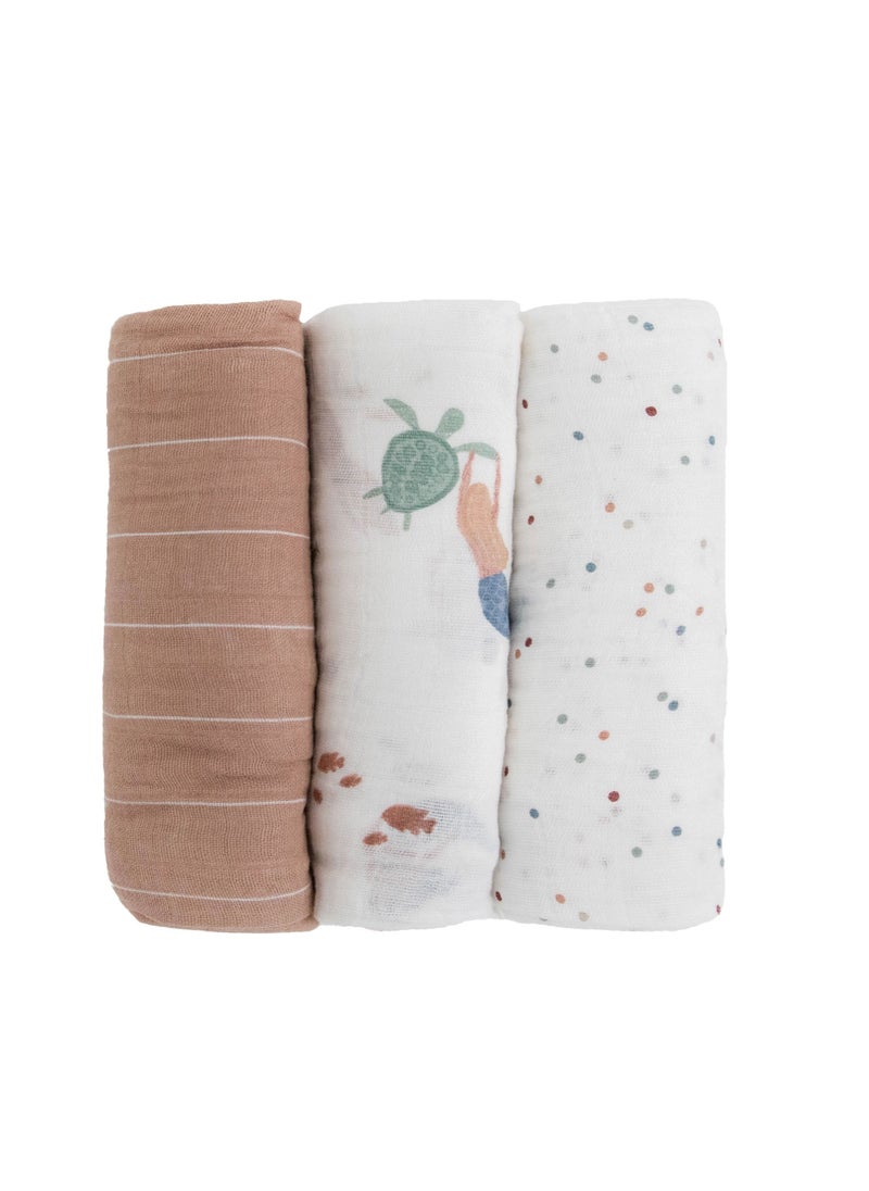 little unicorn Cotton Muslin Swaddle 3 Pack Set Mermaids Set  - Image 2