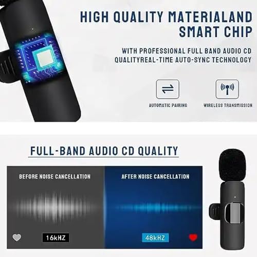 TECHNOVIEW 3 in 1 Wireless Microphone, Noise Cancellation Lapel Wireless Mic for Youtubers, Video Recording, Facebook, Compatible for Type-C Android/iPhone/Cameras/Laptop (Dual Channel Version) - Image 5