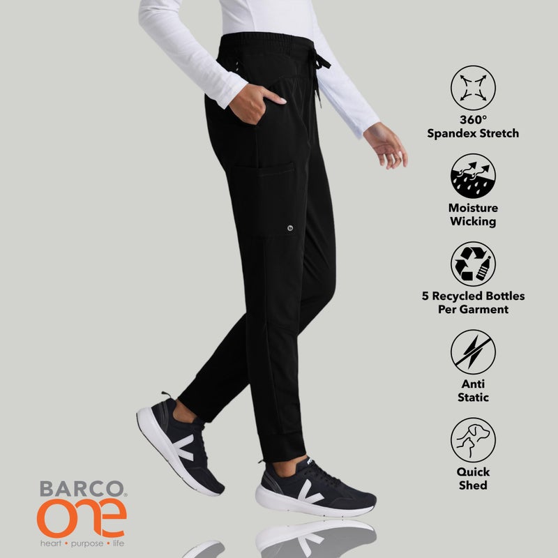 Barco One Boost Classic Fit Scrub Jogger for Women â€“ Black, 3-Pocket Mid-Rise Pants w/ 360 Spandex Stretch, Moisture Wicking, Anti-Static and Quick-Shed â€“ Medium, Regular Fit - Image 5