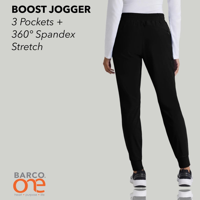 Barco One Boost Classic Fit Scrub Jogger for Women â€“ Black, 3-Pocket Mid-Rise Pants w/ 360 Spandex Stretch, Moisture Wicking, Anti-Static and Quick-Shed â€“ Medium, Regular Fit - Image 4