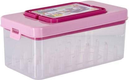 Foliam Foliam 32 Reel Double Decker Empty Thread Sewing Box with Pick Up Handle for Storing Sewing Kit and Interlocking Cap Fittings 32 Reel Box