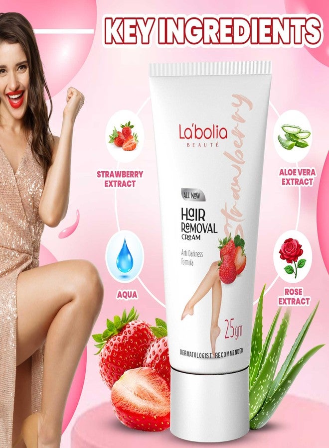 Labolia Beaute Strawberry Hair Removal Cream for Women with Anti Darkness Formula 25g (Pack of 4) | Suitable For Sensitive Skin, For Body, Legs, Underarms, Arms and Bikini Line - Image 3